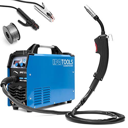 IPOTOOLS MIG-160ER Inverter Schweißgerät MIG MAG - Schutzgas Schweissgerät mit 160 Ampere auch FLUX/Fülldraht und...