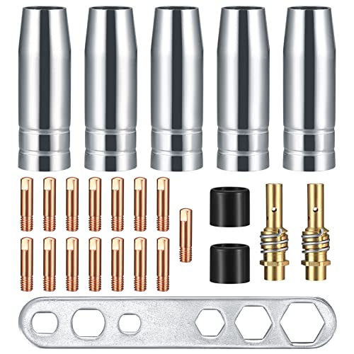 25 Stück Verschleißteile Set, Schutzgasschweißgerät Zubehör, Schweißzubehör passend AK-15/MB-15, 5 x Gasdüsen,...